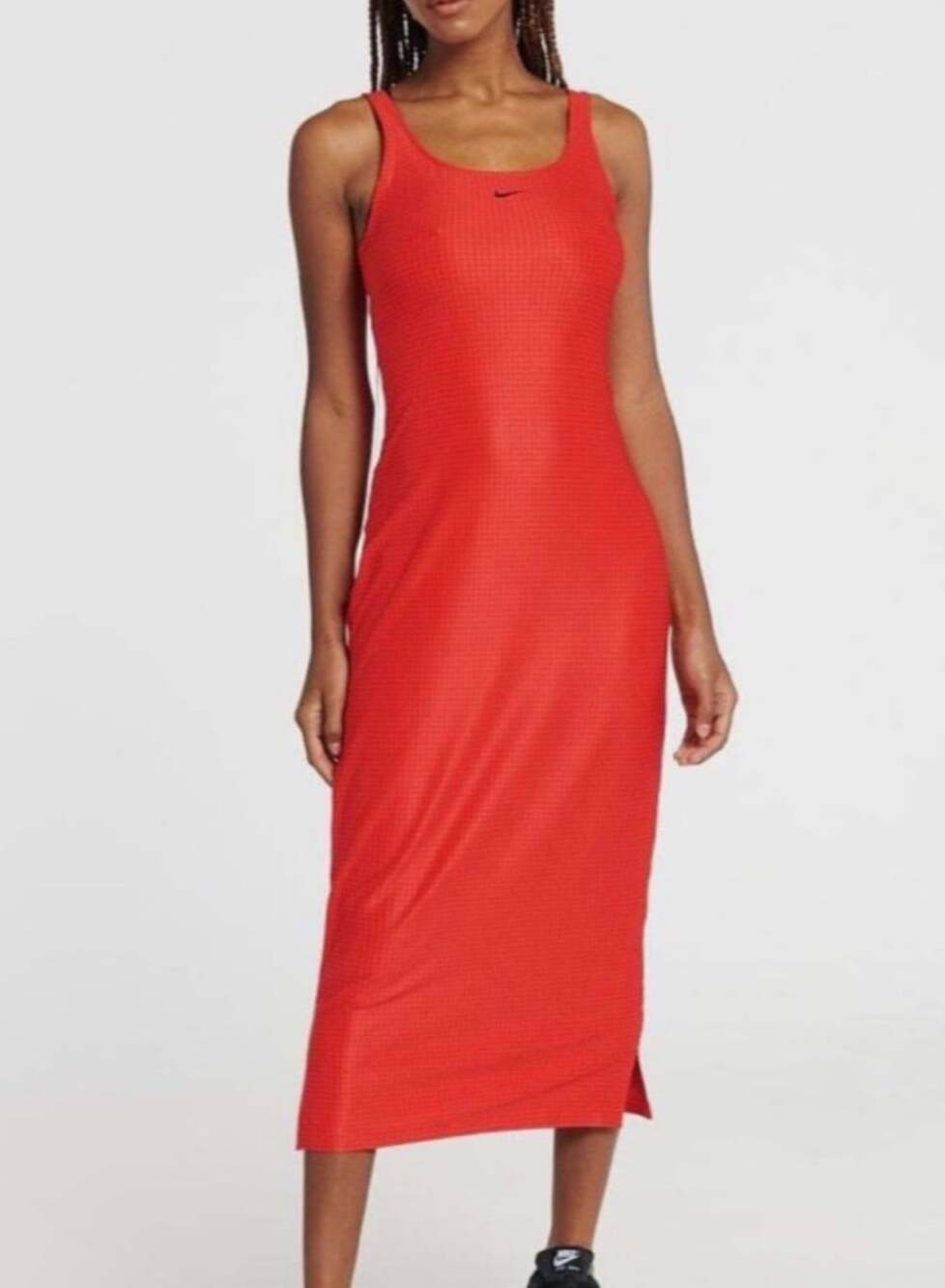 Nike Red Houndstooth Midi Tank Dress Large